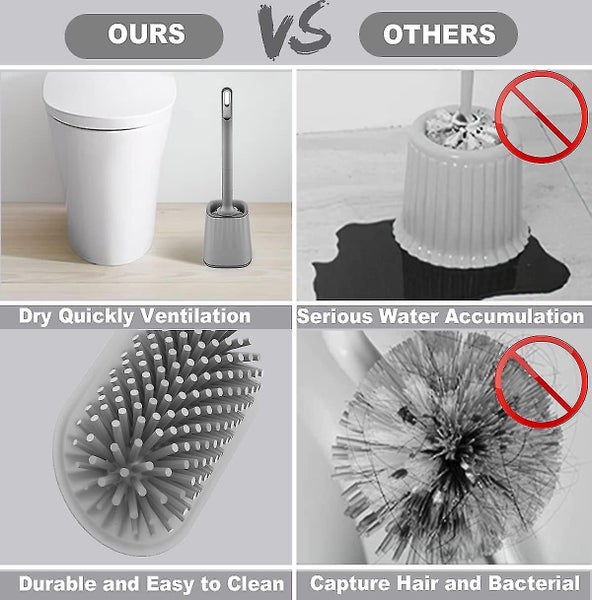 Toilet Brush, Silicone Toilet Brush With Holder Set, Dead Corner Deep Cleaning L Carousel 5