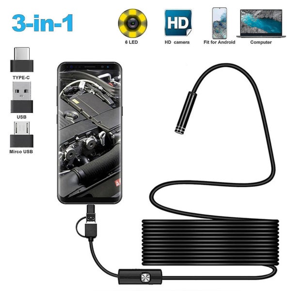 Waterproof Usb Endoscope Borescope Snake Inspection Camera With 6 Led Lights Mob Carousel 1