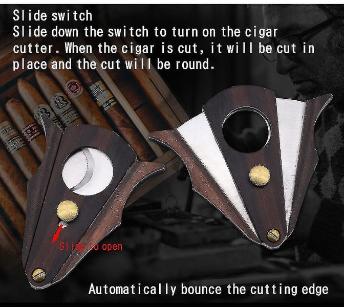 Stainless Steel Cigar Scissors Wooden Handle Cigar Scissors Automatic Pop-up Cig64181293628162112