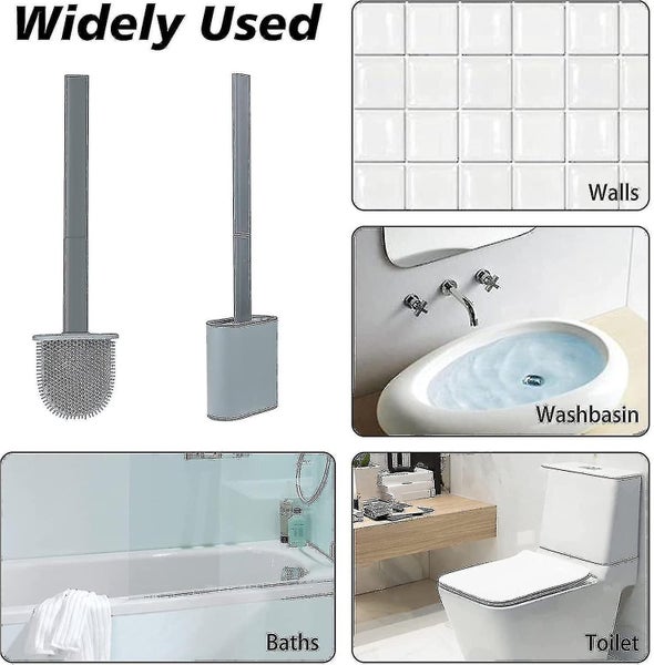 Toilet Brush And Holder 2 Pack, Deep Cleaner Silicone Toilet Brush, No-slip Long Carousel 4