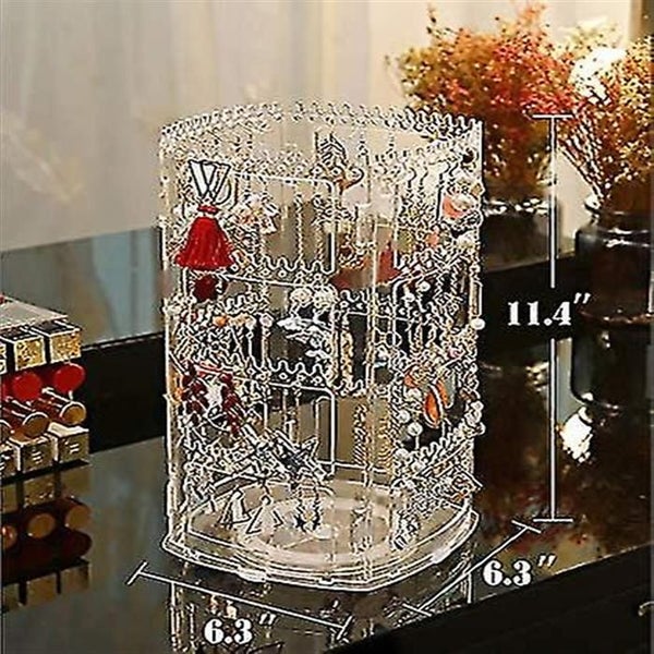 360 Rotating Clear Jewelry Organizer, 4 Tiers Jewelry Display Stand Carousel 2