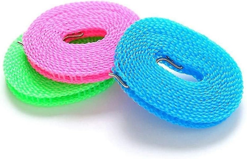 Washing Line Nylon Portable Windproof Non-slip Clothes Line With Metal Hook Carousel 3