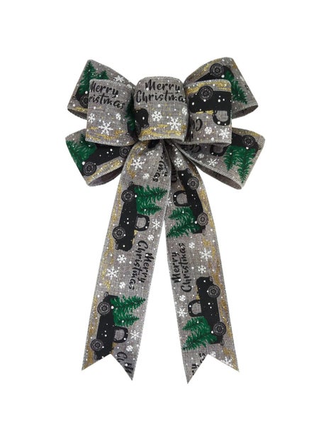 Imitation Linen Christmas Bow Plaid Webbing Stitching Linen Bow Merry Carousel 7