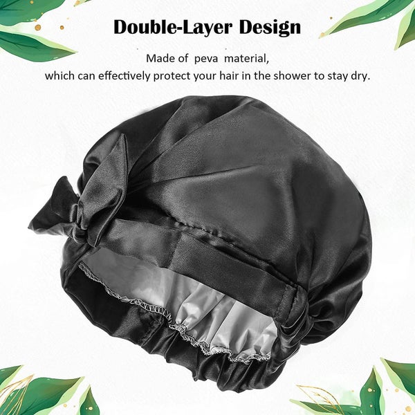 Bow Bath Cap Waterproof Shower Bonnet Double Layer Bowknot Shower Cap Carousel 2