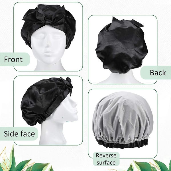 Bow Bath Cap Waterproof Shower Bonnet Double Layer Bowknot Shower Cap Carousel 3