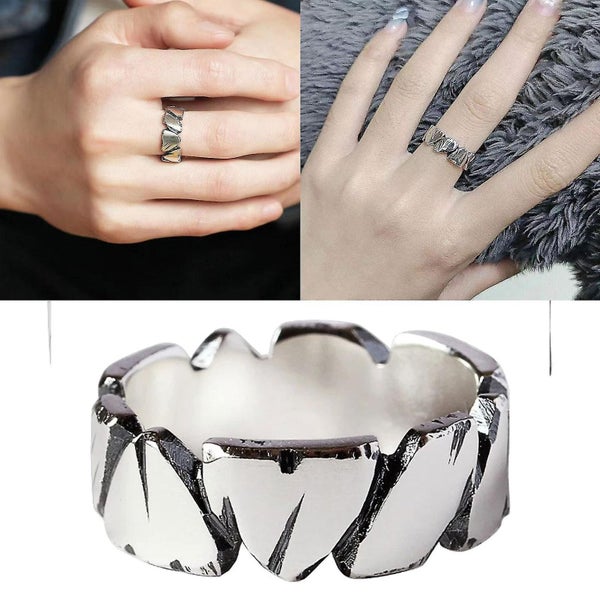 Fashion Vintage Rock Texture Ring Open Ring Eternity Band Ring Half Eternity Carousel 2