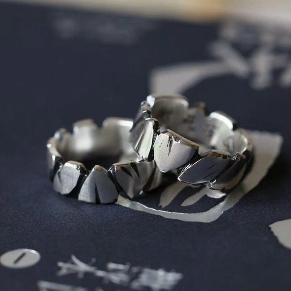 Fashion Vintage Rock Texture Ring Open Ring Eternity Band Ring Half Eternity Carousel 3