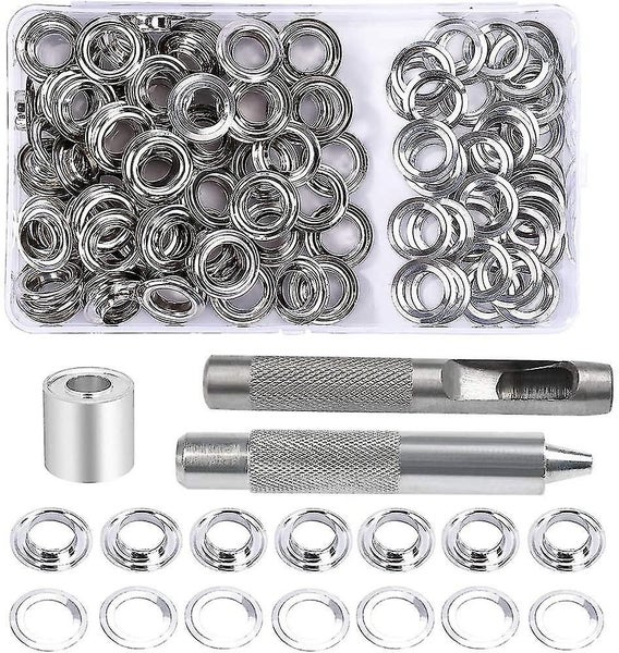 Grommet Eyelets Kit, 100 Sets Eyelets 10mm Eyelets, Tarpaulin Repair Kit, With 3 Carousel 1