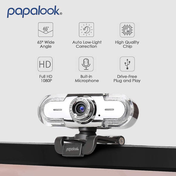 Webcam 1080p Full Hd Pc Skype Camera, Papalook Pa452 Web Cam With Microphone Carousel 2