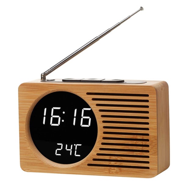 Digital Radio Wooden Alarm Clock 165 90 45 Mm Carousel 1