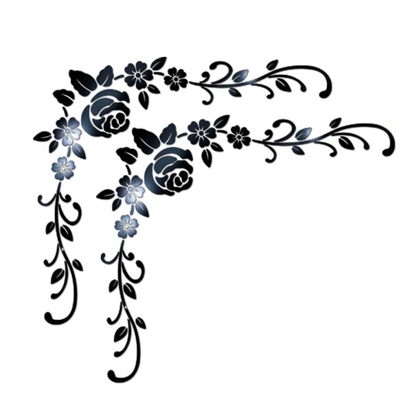 2pcs Removable 3d Mirror Flower Art Wall Stickers Acrylic Mural Decal Home Decor Carousel 1