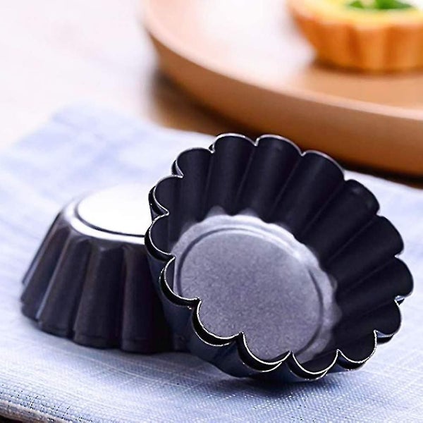 12-piece Egg Tart Mould 7.5cm Mini Cake Pan Carbon Steel Pancake Pan (black) Carousel 2