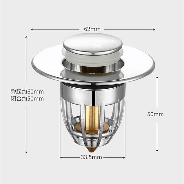 Universal Stainless Steel Basin Pop-Up Bounce Core Basin Drain Filter Carousel 1