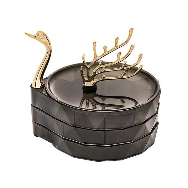 Swan Shape Jewelry Storage Box Transparent Visible Divided Storage For Dresser T Carousel 1