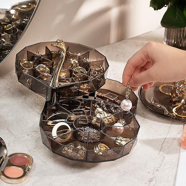 Swan Shape Jewelry Storage Box Transparent Visible Divided Storage For Dresser T Carousel 2