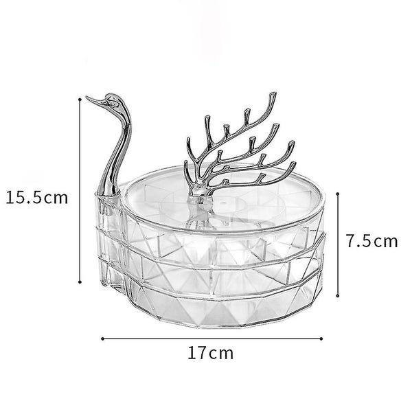 Swan Shape Jewelry Storage Box Transparent Visible Divided Storage For Dresser T Carousel 5