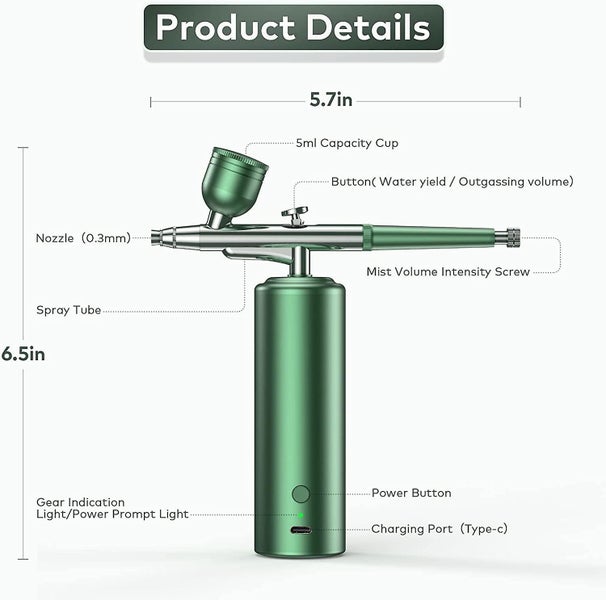 Oxygen Facial Portable Airbrush, Skin Care Nano Facial Steamer Portable Makeup Carousel 3
