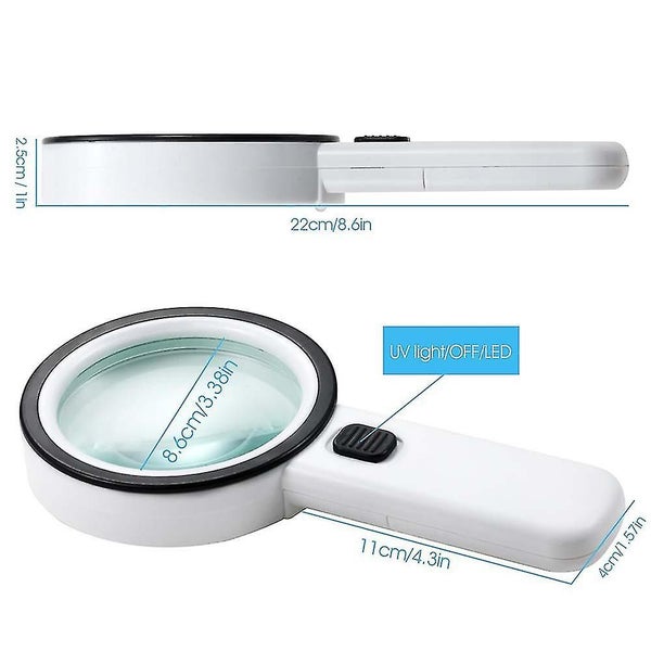 Extra Large Handheld Strong Magnifying Glass With 12 Led And Uv Light,20x Best J Carousel 2