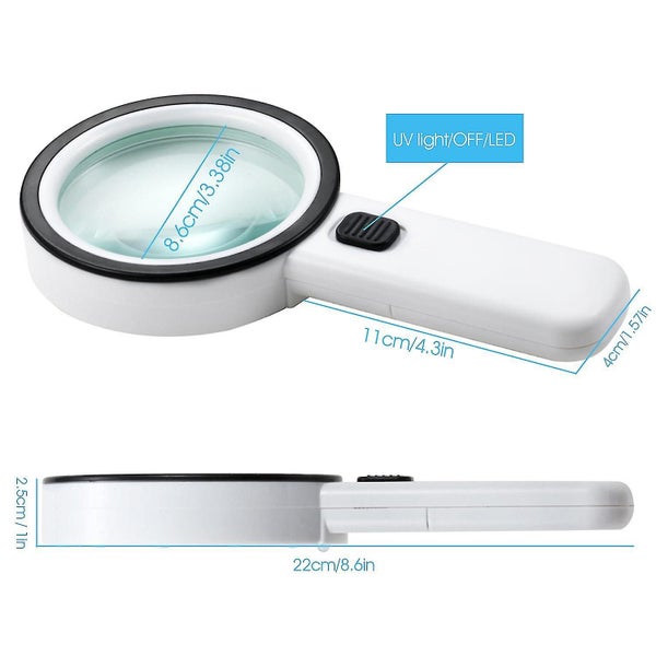 Extra Large Handheld Strong Magnifying Glass With 12 Led And Uv Light,20x Best J Carousel 3