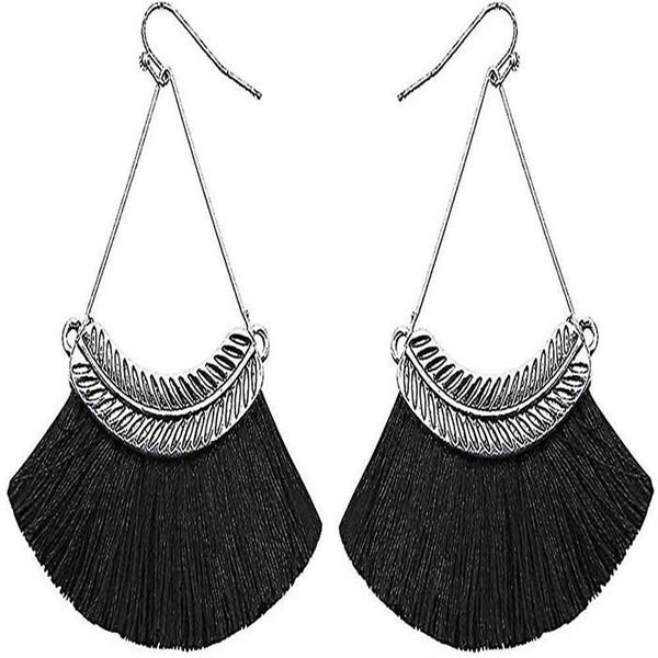 Vintage Fan-shaped Thread Tassel Earrings Dangle Bohemian Ethnic Hanging Rope Ta629347176846111116