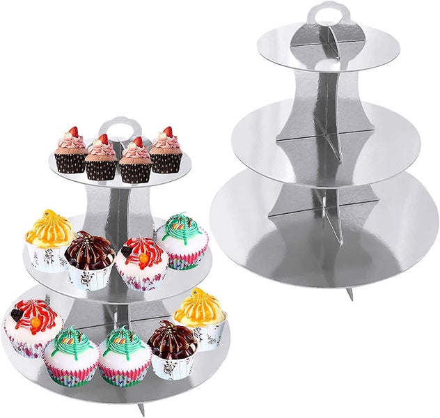 2 Pack Cupcake Stand For Birthday, Cardboard Cake Stand 3 Tier, Cake Stand Displ Carousel 1