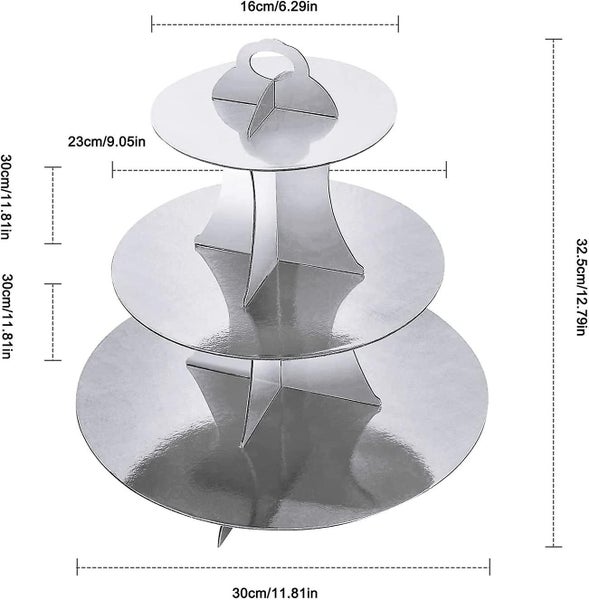 2 Pack Cupcake Stand For Birthday, Cardboard Cake Stand 3 Tier, Cake Stand Displ Carousel 2