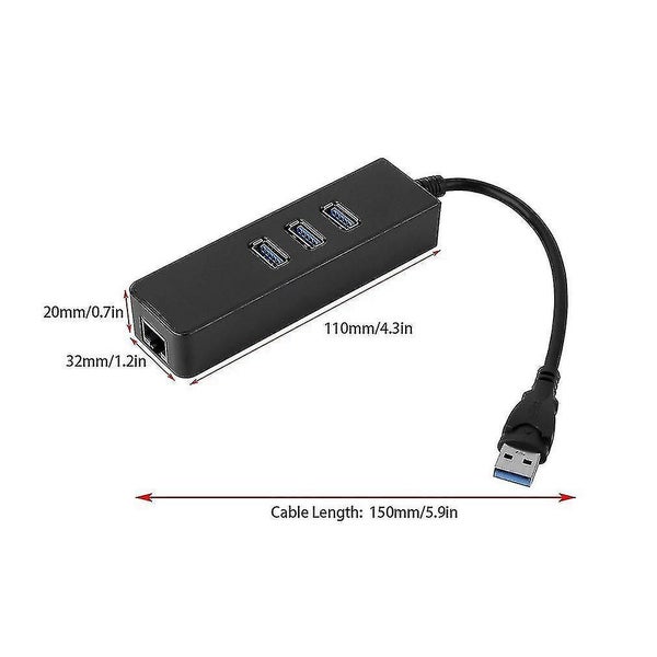 3-port Usb 3.0 Hub With Rj45 Gigabit Ethernet Adapter 1000mbps To Pc Laptop Carousel 2