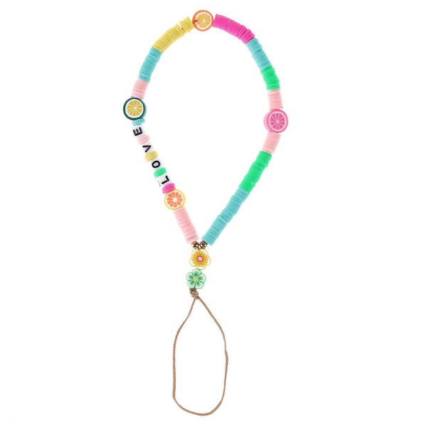 Phone Charm Beaded Phone Chain Keychain Rainbow Phone Beads Strap Mobile Phone S Carousel 1