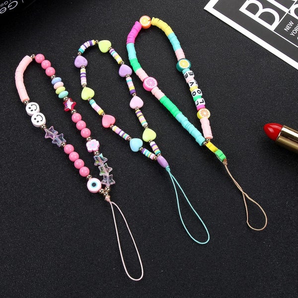 Phone Charm Beaded Phone Chain Keychain Rainbow Phone Beads Strap Mobile Phone S Carousel 3