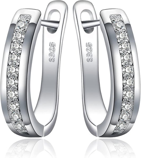 Women's Hoop Earrings, 925 Sterling Silver Hoop Earrings With Aaa Cubic Zirconia Carousel 1