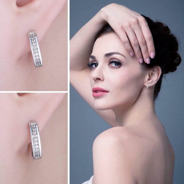 Women's Hoop Earrings, 925 Sterling Silver Hoop Earrings With Aaa Cubic Zirconia Carousel 4