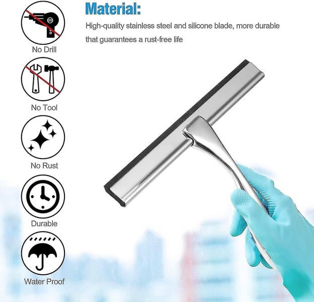 Shower Scraper, High Quality Stainless Steel Shower Scraper, For Glass Door, Bat Carousel 2