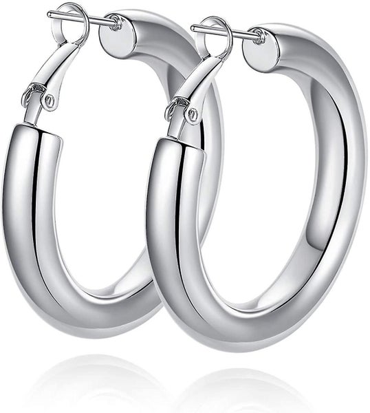 Thick Hoop Earrings Howllow 14k Gold Plated Gold Hoops For Women Carousel 1