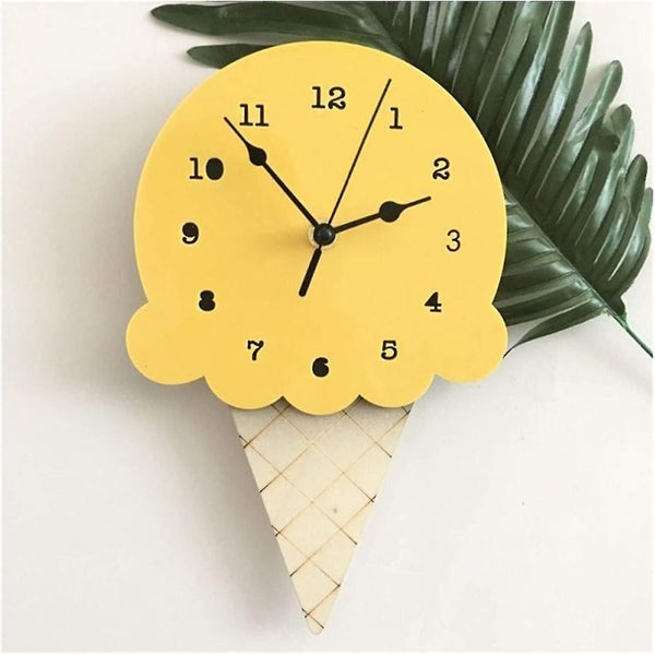 Ice Cream Sharped Wall Hanging Clock Cartoon Silent For Children Bedroom Carousel 3