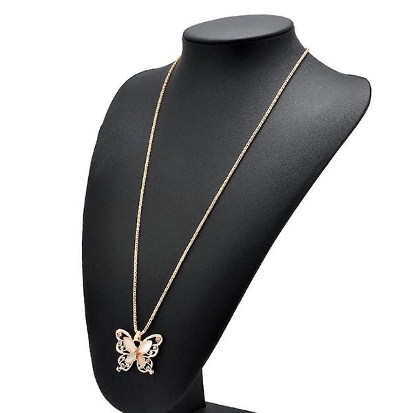 Women Fashion Gold Opal Butterfly Charm Pendant Chain Necklace Jewelry Carousel 3