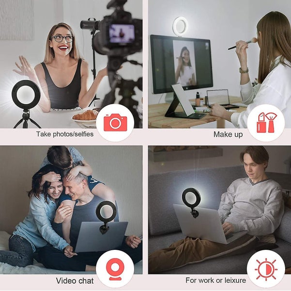 Video Conference Lighting Kit,computer/laptop Moniter Led Video Light Dimmable 6 Carousel 3