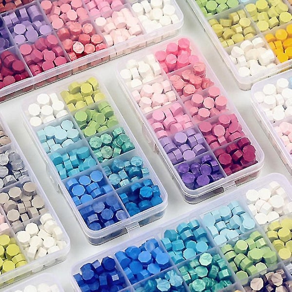Sealing Wax Beads Set 600 Pcs Multicolors Octagonal Wax Bead With Storage Case F Carousel 2