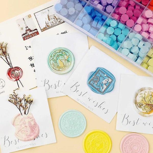 Sealing Wax Beads Set 600 Pcs Multicolors Octagonal Wax Bead With Storage Case F Carousel 3