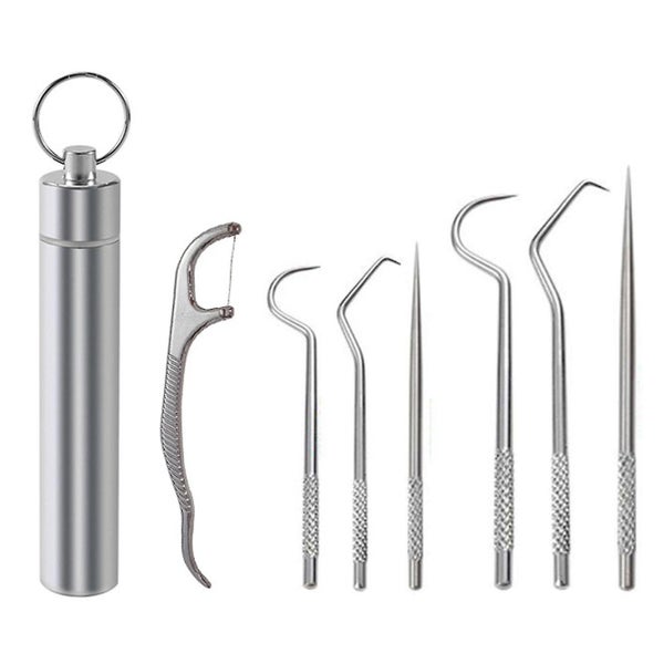 Stainless Steel Toothpicks Set 7pcs Reusable Metal Toothpicks For Outdoor Use Carousel 1