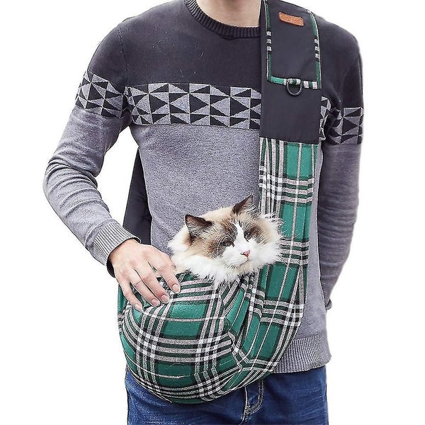 Pet Sling Bag Classic Checked Design Dog Cat Bag Shoulder Pet Carrier Carousel 2