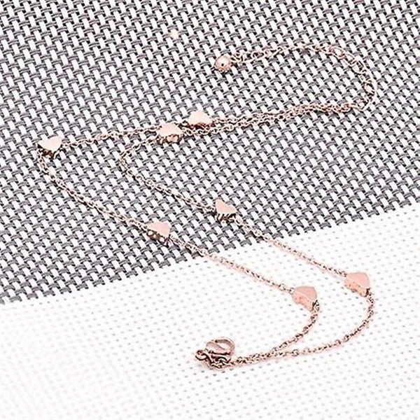 Rose Gold Women's Anklet, With Hearts And Stars, Double Chain For Women And Girl Carousel 3