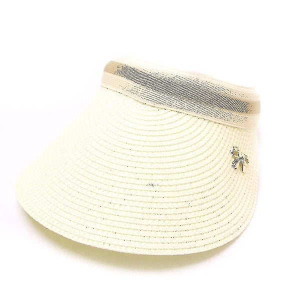 Women Summer Visors Hat Foldable Sun Protection Capcream White Carousel 1