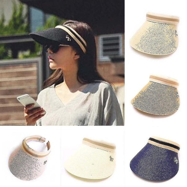 Women Summer Visors Hat Foldable Sun Protection Capcream White Carousel 2