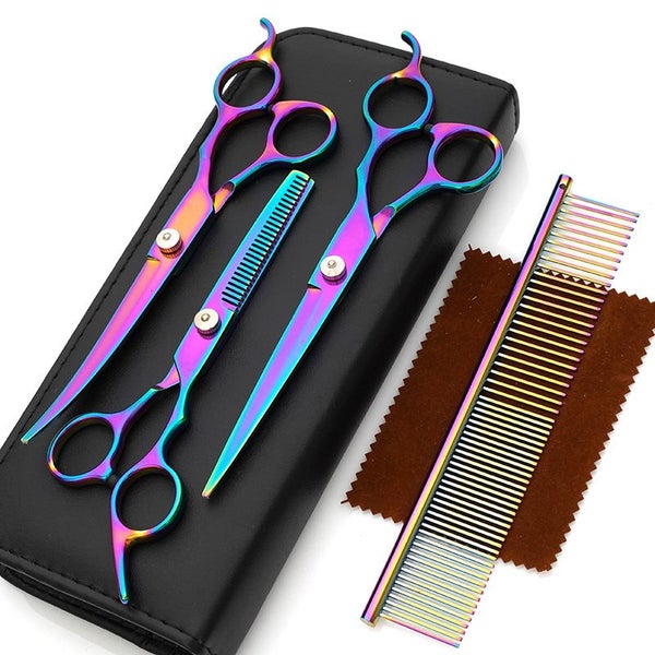 Dog Grooming Scissors Kit Pet Grooming Shears Hair Trimming Curved Thinning Comb Carousel 10