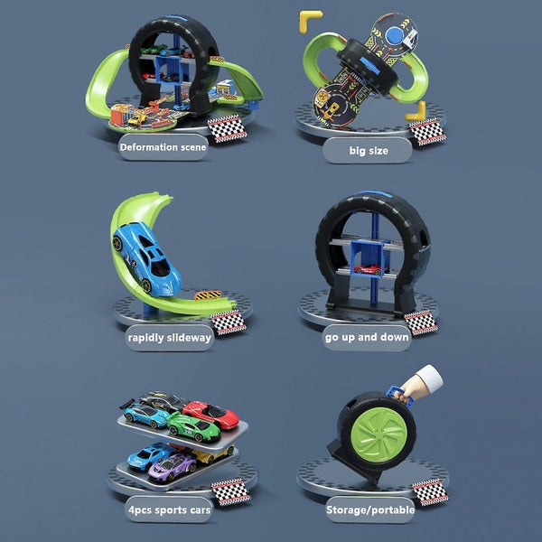 Race Track Car Garage Parking Adventure Toy For Kids Vehicle Playsets Funny Crea Carousel 2