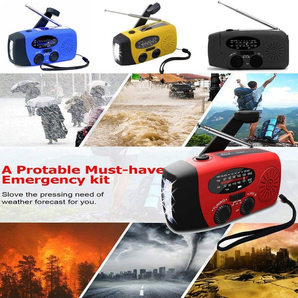 Emergency Charger Flashlight Hand Generator Wind up Solar Dynamo FM/AM Radio Carousel 1