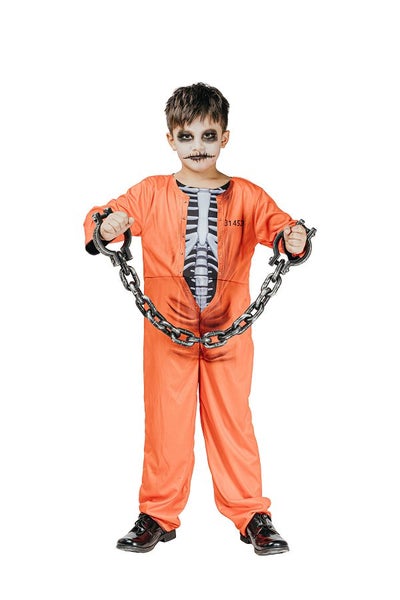 HALLOWEEN SKELETON CONVICT COSTUME ASSORTED SIZES Carousel 1