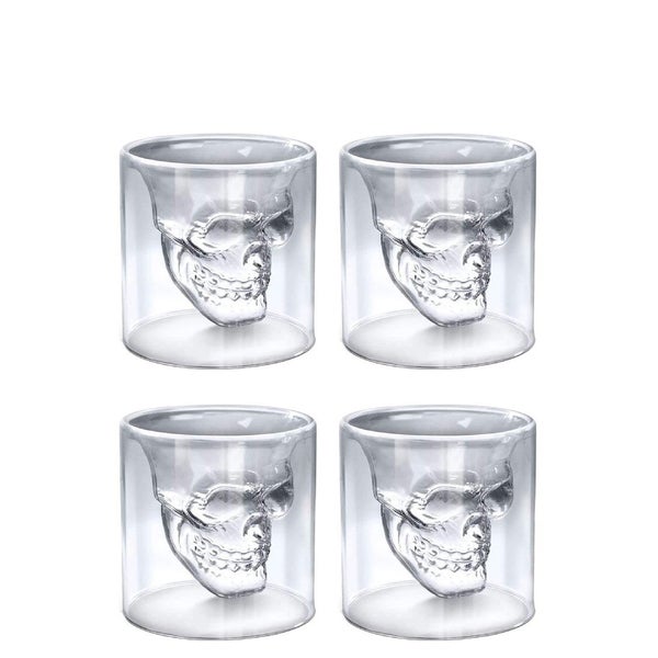 Brand New 4Pcs Whiskey Decanter Set Skull Shot Wine Glasses *Sale NOW*629645102625311115