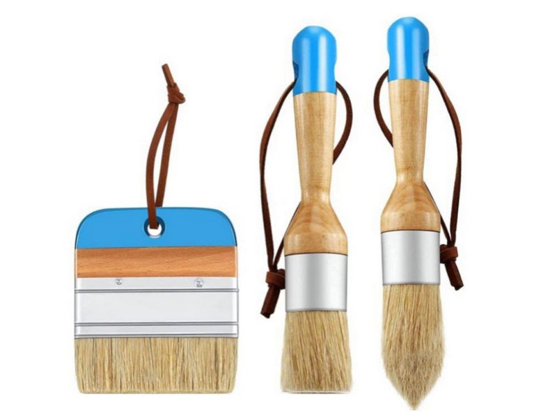 3Pcs Chalk and Wax Paint Brush Set Bristle Brushes for Acrylic Painting Blue Carousel 1