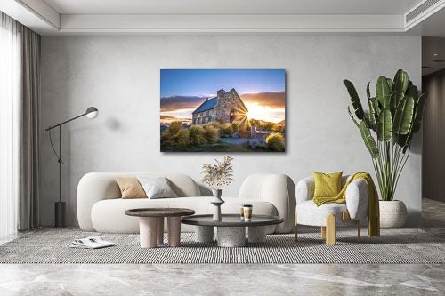 Rokit Wall Art. Church of Good Shepherd Sunrise Tekapo. Carousel 1